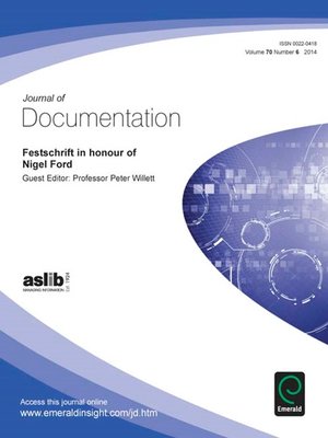 cover image of Journal of Documentation, Volume 70, Issue 6